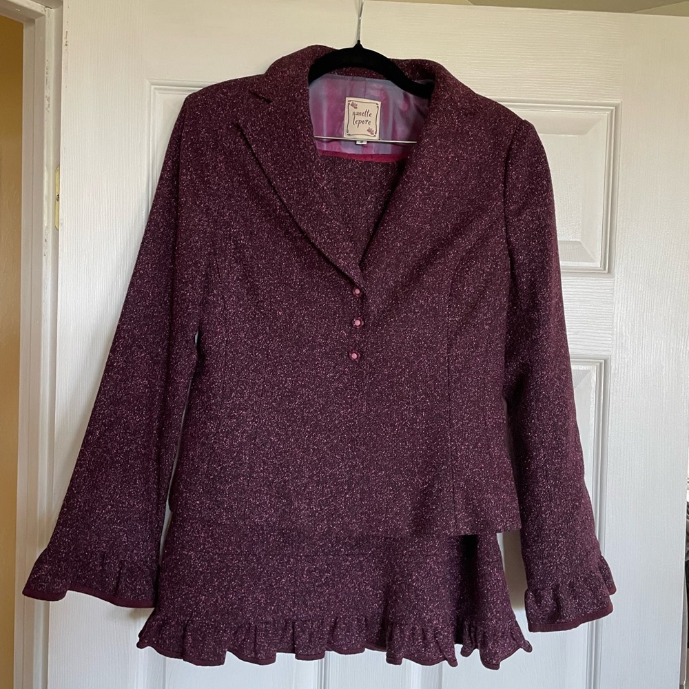 Nanette Lepore Rich Purple Blazer and Skirt Ensemble